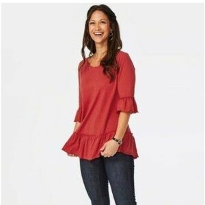 Matilda Jane rule the day ruffle tee size XXL in red